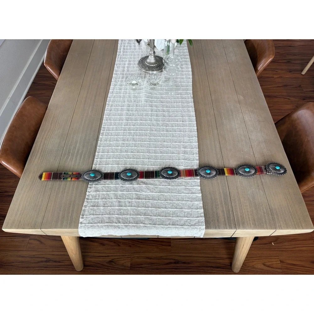 Women's Ariat brown and silver turquoise  serape belt size small - Picture 8 of 8